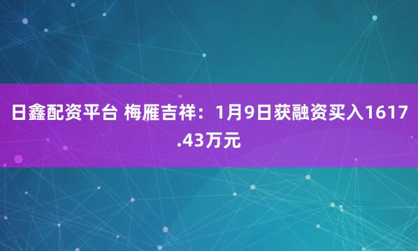 日鑫配资平台 梅雁吉祥：1月9日获融资买入1617.43万元